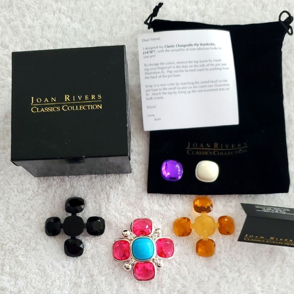 Joan Rivers Classic Changable Pin Wardrobe NIB Silvertone